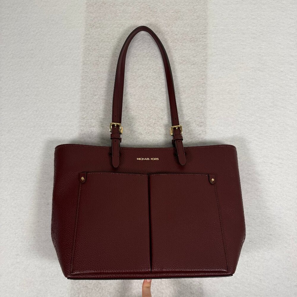 Michael Kors Burgundy Pebbled Leather Tote Bag